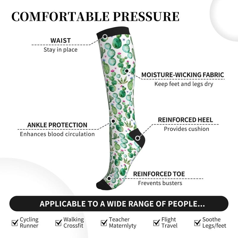 Figtihw Tie Dye Compression Socks Knee High Support Socks For Women Men Running Athletic Hiking - Image 4